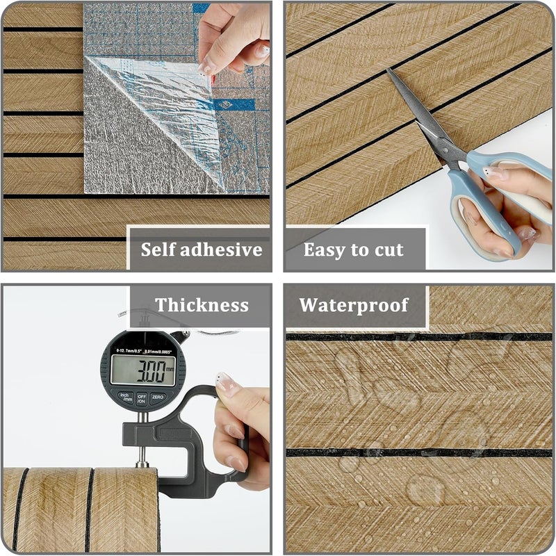 STICKEEP Brown 3D Wood Slat Panels for Walls Acoustic Slat Wall Paneling Peel and Stick Wood Panels Self Adhesive Textured Wooden Slats Wallpaper for Bedroom Living Room Ceilings 120" x 23.6" - Image 5